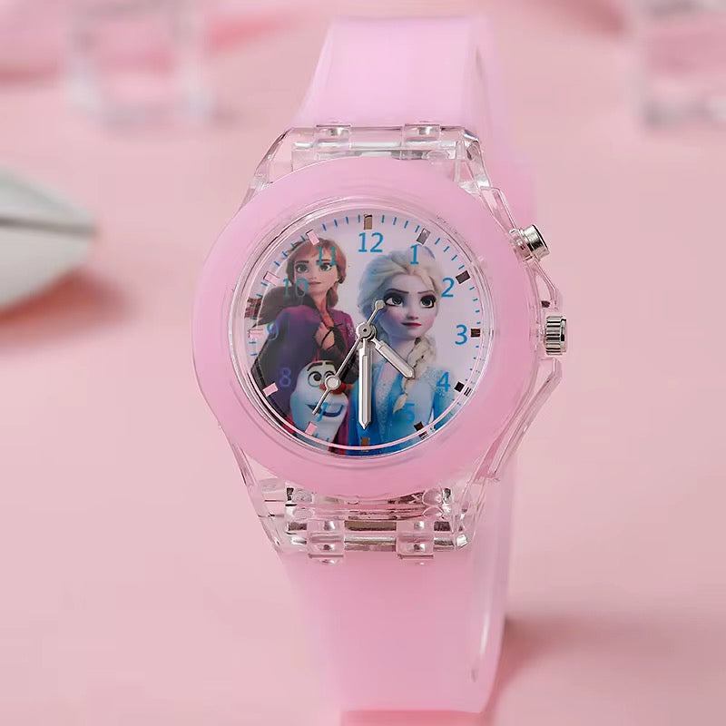 Reloj mágico para niñas con esfera luminosa rosa